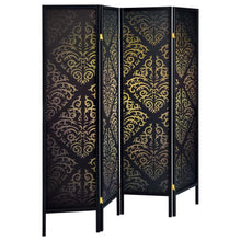  Haidera - 4-Panel Room Divider Folding Screen - Black Damask