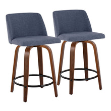  Toriano - 24" Fixed-Height Counter Stool (Set of 2) - Walnut & Black Round Base