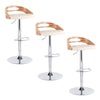 Cassis - Adjustable Barstool With Swivel - Chrome Metal, Zebra Wood Footrest (Set of 3)