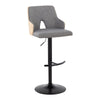 Stella - Adjustable Barstool (Set of 2) - Balck Base & Natural Backrest