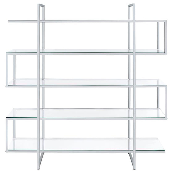 Elmer - 5-Shelf Bookshelf - Clear And Chrome