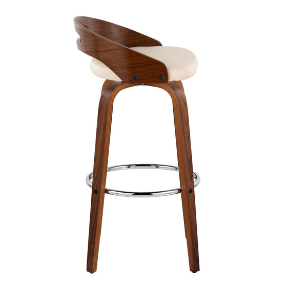 Cassis - 30" Fixed-height Barstool (Set of 2) - Beige And Walnut