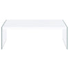 Opal - Rectangular Glass Frame Coffee Table - White High Gloss