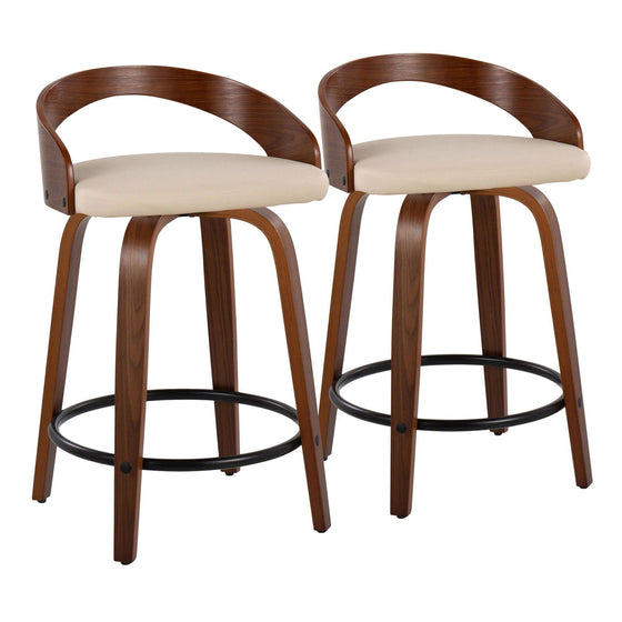 Grotto - 24" Fixed-Height Counter Stool (Set of 2) - Walnut Base