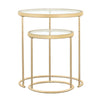 Maylin - 2 Piece Round Glass Top Nesting Table Set - Gold