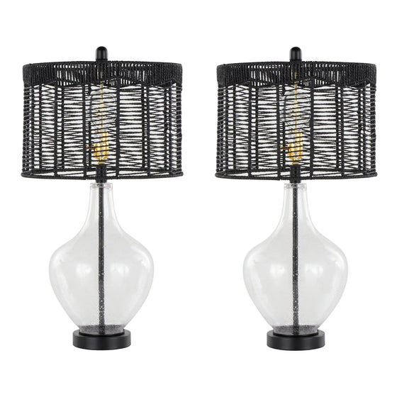 Jenna - 26" Glass Table Lamp (Set of 2) - Black