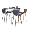 Marcel - Mason Swivel Counter Height Dining Set - Black Metal With Black Wood Tabletop And Stainless Steel