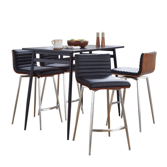 Marcel - Mara Upholstered Counter Height Dining Set - Chrome Metal With White Wood Tabletop