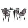 Clara - Marcel - Dining Set - Black Metal, Clear Glass And Silver Velvet (Set of 5)