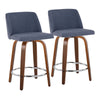 Toriano - 24" Fixed-Height Counter Stool (Set of 2) - Walnut & Chrome Round Base