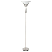  Archie - Frosted Torchiere Floor Lamp - Brushed Steel