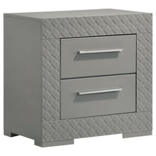  Ives - 2-Drawer Nightstand Bedside Table - Gray High Gloss