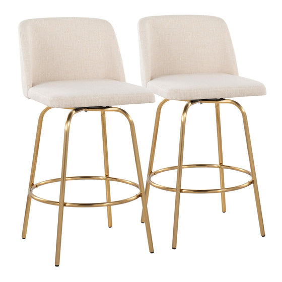 Toriano - 26" Fixed-Height Counter Stool (Set of 2) - Gold Base