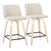  Toriano - 24" Fixed-Height Counter Stool (Set of 2) - Natural & Black Square Base