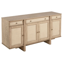  Kailani - 4-Door Cane Sideboard Buffet Cabinet - Beige Oak