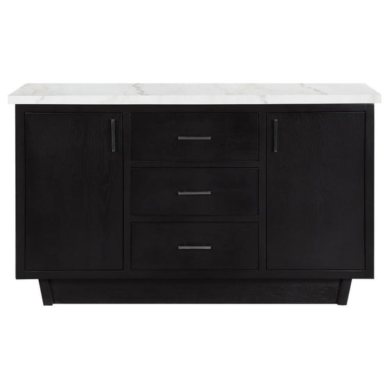 Sherry - 3-Drawer Marble Top Sideboard Buffet - Rustic Espresso