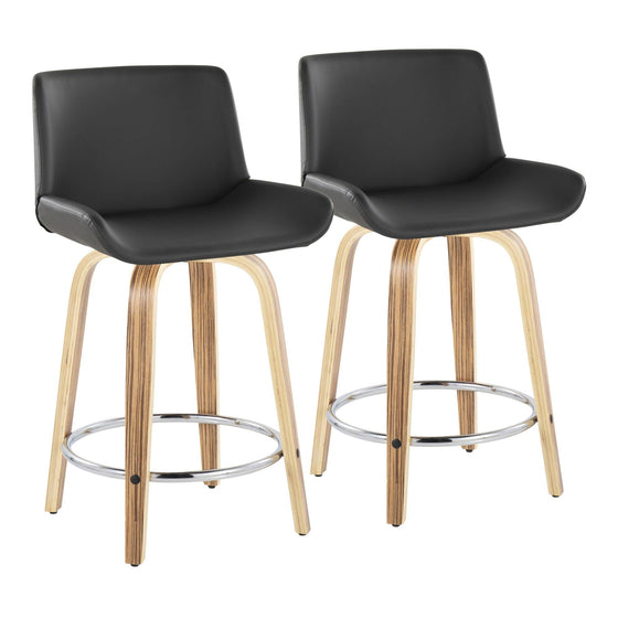 Santi - 24" Fixed-Height Counter Stool With Swivel - Zebra Wood (Set of 2)