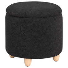  Valia - Faux Sheepskin Upholstered Round Storage Ottoman