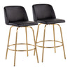 Toriano - 26" Fixed-Height Counter Stool (Set of 2) - Gold Base