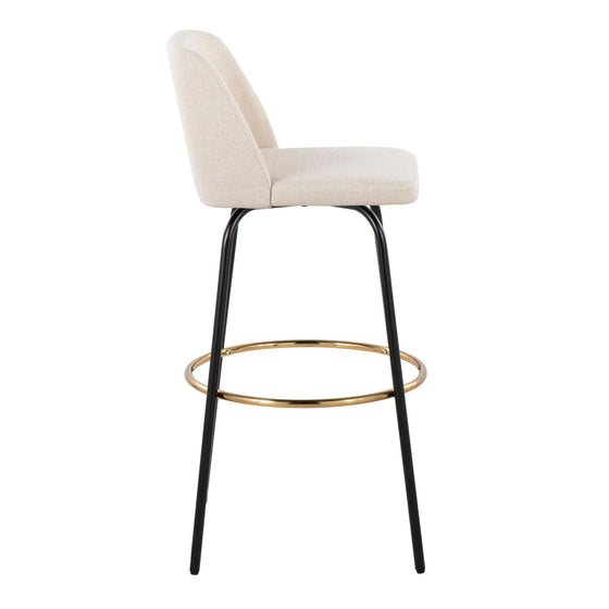 Toriano - 30" Fixed-Height Barstool (Set of 2) - Black & Gold Base