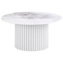  Rowena - Round Sintered Stone Coffee Table - White Faux Marble