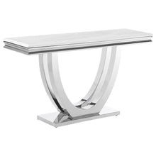  Kerwin - U-Base Stone Top Entryway Sofa Console Table - Chrome