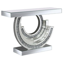  Imogen - Sculptural Mirrored Entryway Console Table - Silver