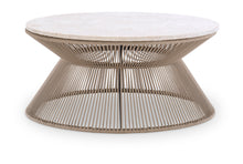  Biscayne - Rope Cocktail Table With Travertine Top - Beige