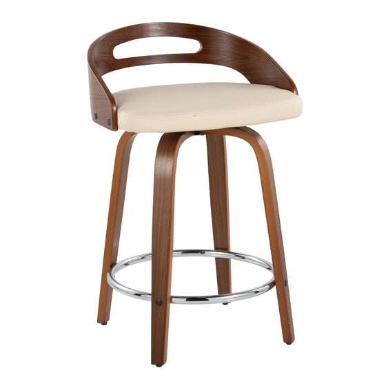 Cassis - 24" Fixed-height Counter Stool (Set of 2) - Beige And Walnut