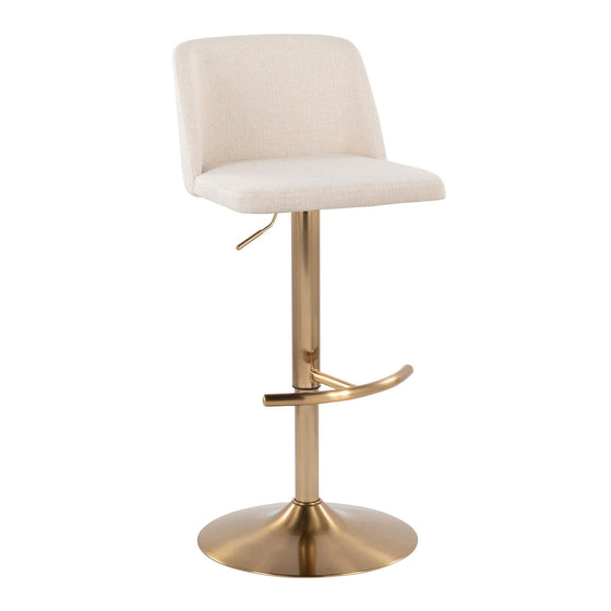 Toriano - Adjustable Barstool (Set of 2) - Gold And Beige