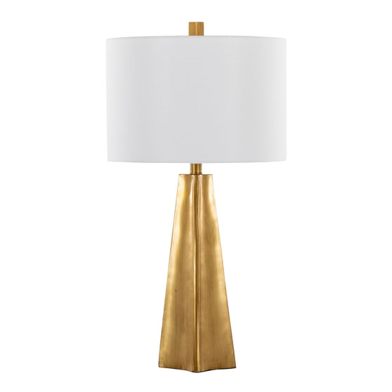 Pompeii - 29" Polyresin Table Lamp - Gold Polyresin And White Linen