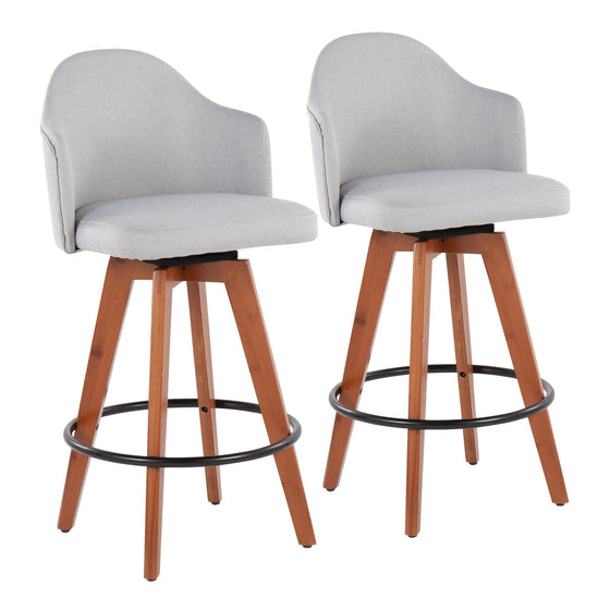 Ahoy - Fixed - Height Counter Stool - Walnut Bamboo Legs And Round Metal Footrest (Set of 2)