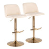 Toriano - Adjustable Barstool (Set of 2) - Gold Base