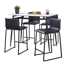  Marcel - Mara Upholstered Counter Height Dining Set - Black Metal With White Wood Tabletop