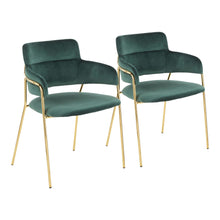  Napoli - Chair - Gold Metal And Emerald Green Velvet (Set of 2)