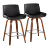 Santi - 25" Fixed-Height Counter Stool With Swivel - Walnut Wood (Set of 2)