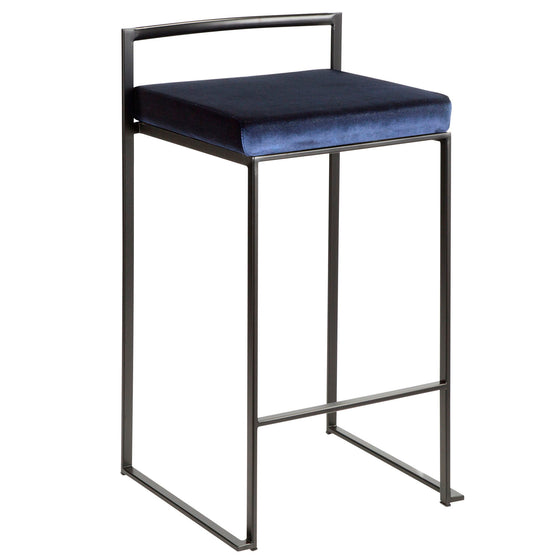 Fuji - Stackable Counter Stool With Cushion - Black Metal