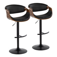  Symphony - Adjustable Barstool (Set of 2) - Black Base And Walnut Backrest