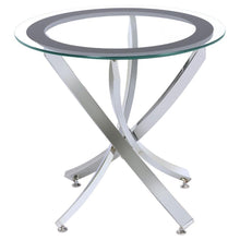  Brooke - Round Glass Top Side End Table Metal Base