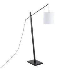  Arturo - Arturo Floor Lamp - Black Wood And Black Steel With White Fabric Shade