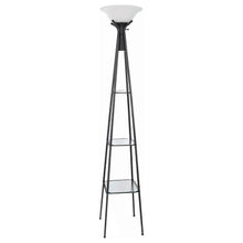  Gianni - 3-Shelf Frosted Torchiere Floor Lamp - Black