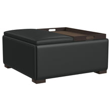  Paris - Upholstered Storage Ottoman With Tray - Black