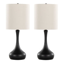  Genie - 24" Metal Table Lamp - Matte Black Metal With Oatmeal Linen Shade from Grandview Gallery (Set of 2)