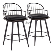  Riley - 26" Fixed-height Counter Stool With Arms (Set of 2) - Black