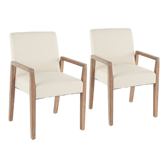 Carmen - Arm Chair - White Washed Wood And Beige Fabric (Set of 2)